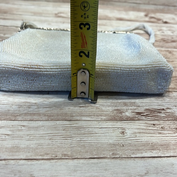Vintage Off White and Pink Beaded Small Purse Wristlet Clutch - Picture 7 of 11